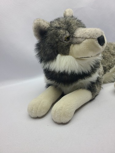 Vintage Cascade Large Grey White Wolf Plush Stuffed Animal Resting - Picture 3 of 24