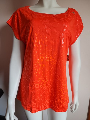 Adidas Ladies M64089 Orange Animal Sport Printed Short Sleeve T Shirt Size L New - Picture 5 of 13