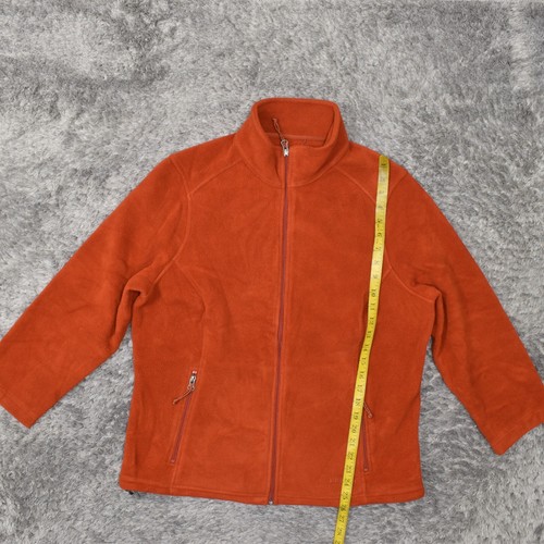 L.L. Bean Women's Size L Fleece Basic Jacket Orange Polyester Zip Pockets - Picture 4 of 8