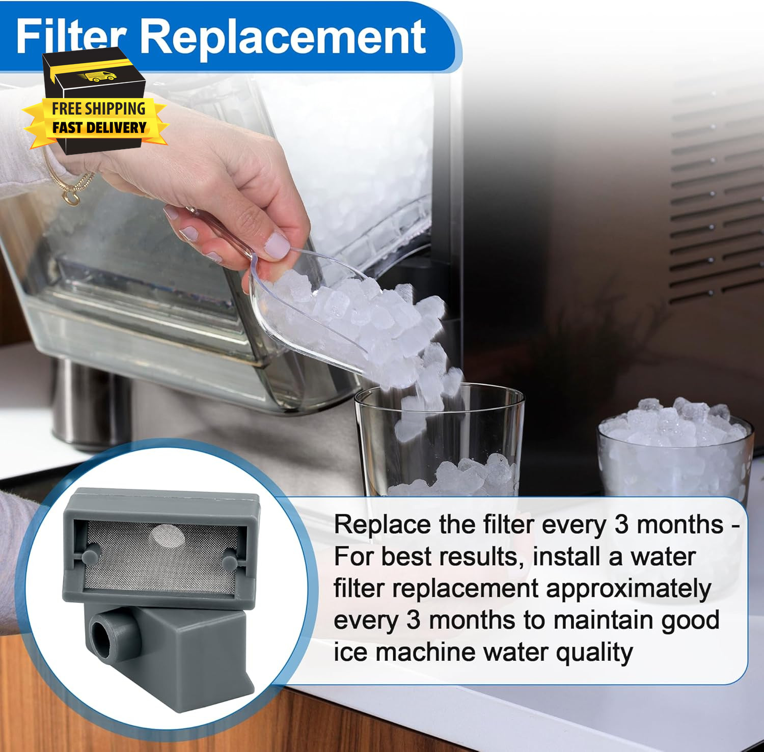 Ice Maker Filter Piece Fit for GE Profile Opal 2.0 Nugget Ice Maker and for Opal