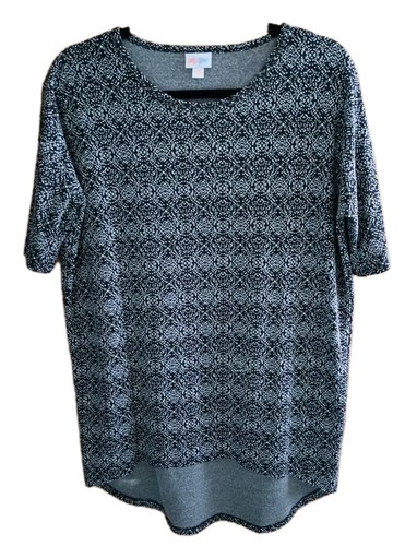 MINT!!! LuLaRoe XXS Aztec Cottagecore Artsy Hi-Lo S/S Top Black White Print - Picture 5 of 11