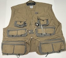 Vintage Field Stream Fishing Vest Men s L Multi Pocket Khaki Utility