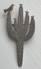 James Avery Sterling Silver &14K BIRD ON CACTUS Pin Brooch Retired