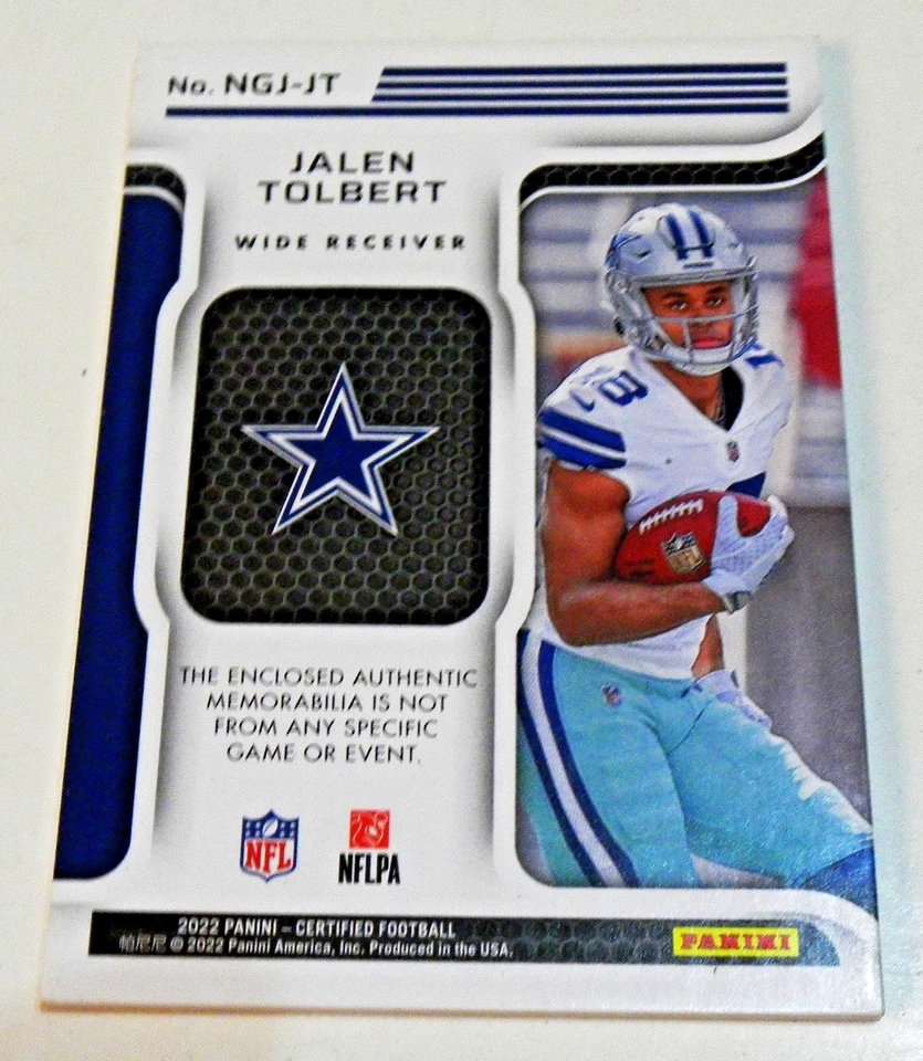 JALEN TOLBERT 2022 PANINI CERTIFIED NEW GENERATIONS JERSEY RC #8/30 - Image 4 of 4