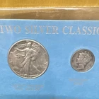 Liberty Walking Half Dollar 1944 & Mercury Dime 1942 Silver 50C 10C Coins