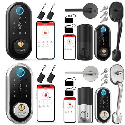 SMONET Smart Front Door Lock Handle Set Keyless Entry Digital Keypad Deadbolt