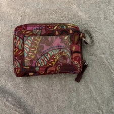 Vera Bradley Floral Zip ID Card Holder Coin Purse Wallet Pouch Key Chain