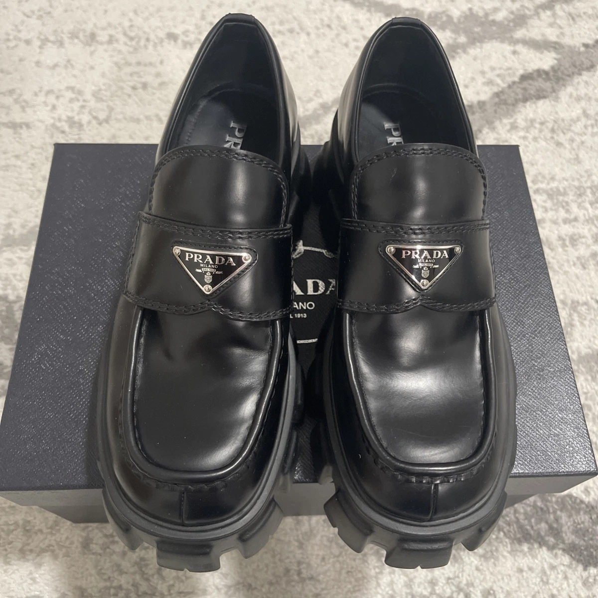 PRADA Leather Upper Black Casual Shoes for Men for sale | eBay