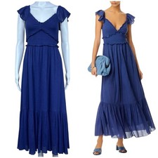 LoveShackFancy Katina Smocked Ruffled Maxi Dress Flutter Sleeve Fairy Size XXS