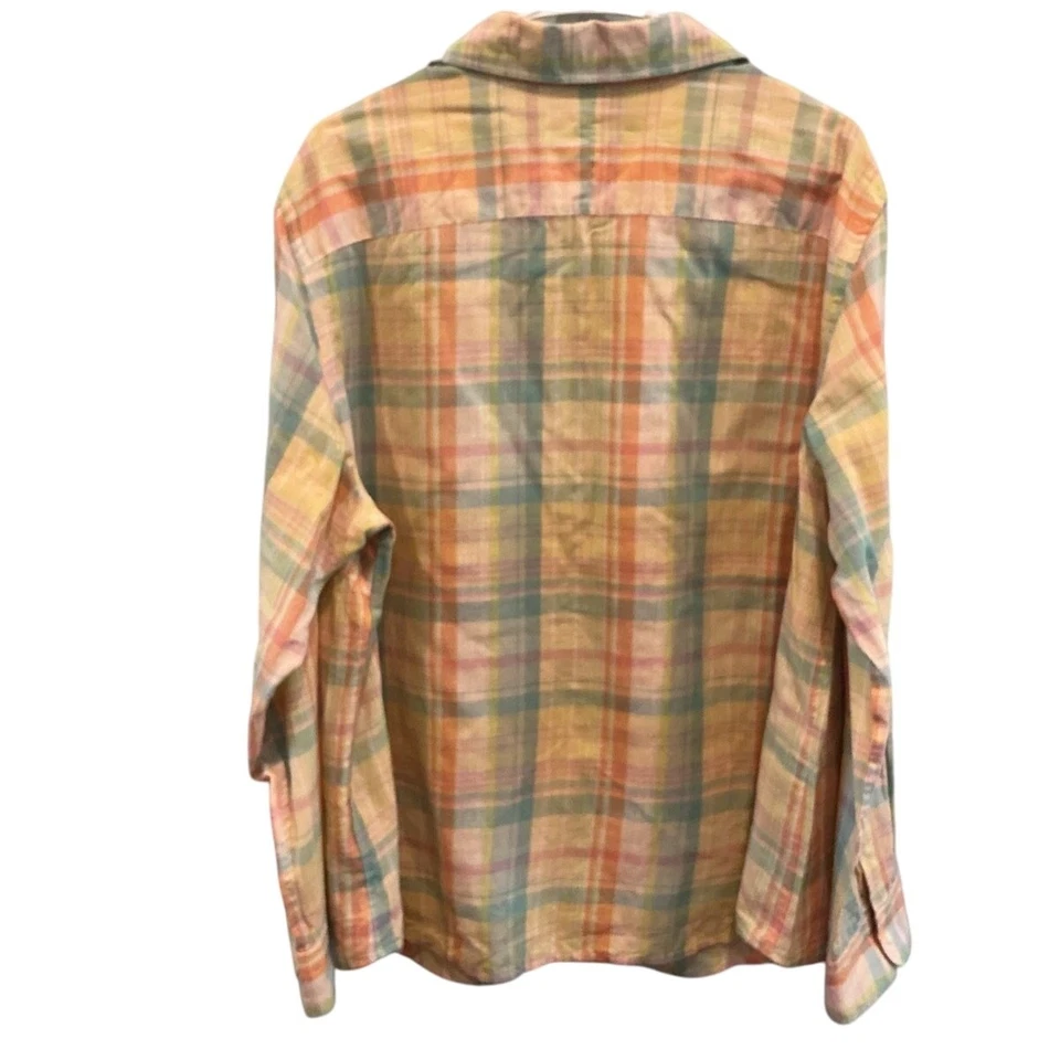 Camisa Lauren Ralph Lauren Mujer Mezcla de Lino Abotonada Talla 2X Amarilla Cuadros Clásica Foto 4 de 4