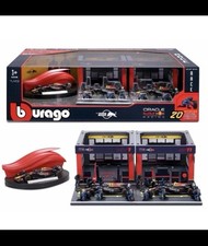 Bburago 1:43 Deluxe Paddock Set Red Bull Racing 3x F1 Cars Pit Crew NEW 20pc Set