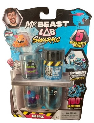 MrBeast Lab Swarms Lab Pack 5 Micro Panther Figure W/ Ultra Rare Panther NEW