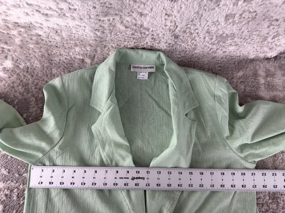 Chaqueta Blazer Cathy Daneils Talla M Carrera M M Muescas Verde Botón Único Cuello en V Foto 4 de 4