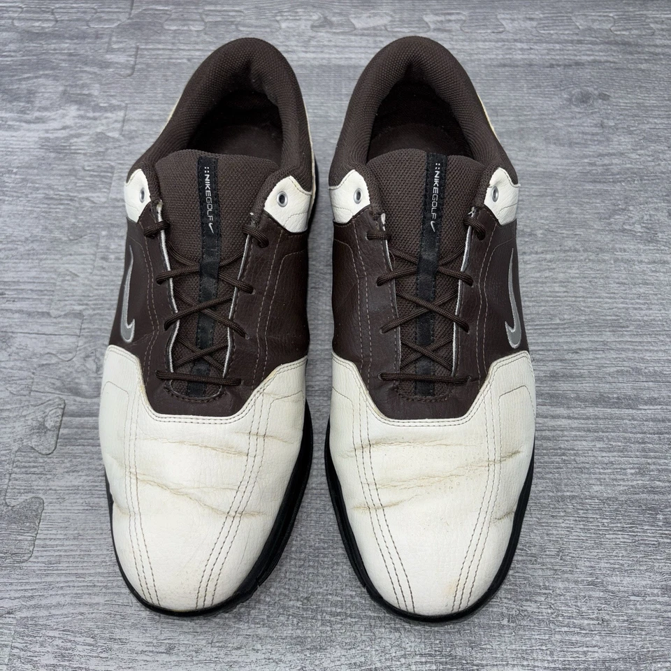 Nike Golf Hombres Heritage Zapatos Talla 10.5 Marrón Blanco Cuero 336040-102 Foto 2 de 4