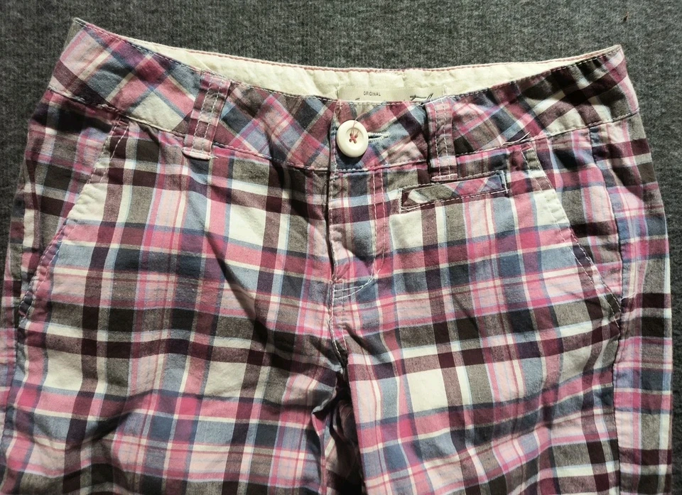 Pantalones Cortos Aeropostale a Cuadros Talla 1/2 Juniors Rosa Azul Para Mujer Foto 2 de 4