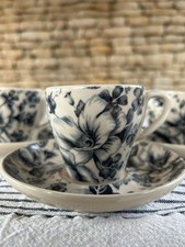 Set 3 tasses et soucoupes KARE Design fleurs noir/blanc
