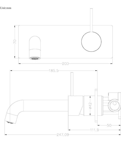 Wall Mounted Brass Bathroom Basin Mixer Tap Matte Black Hot & Cold Faucet Set - Picture 3 of 4