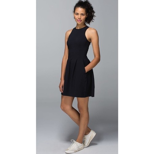 NWT Women's Lululemon Here to There Dress Black US Size 8 Sleeveless Mini