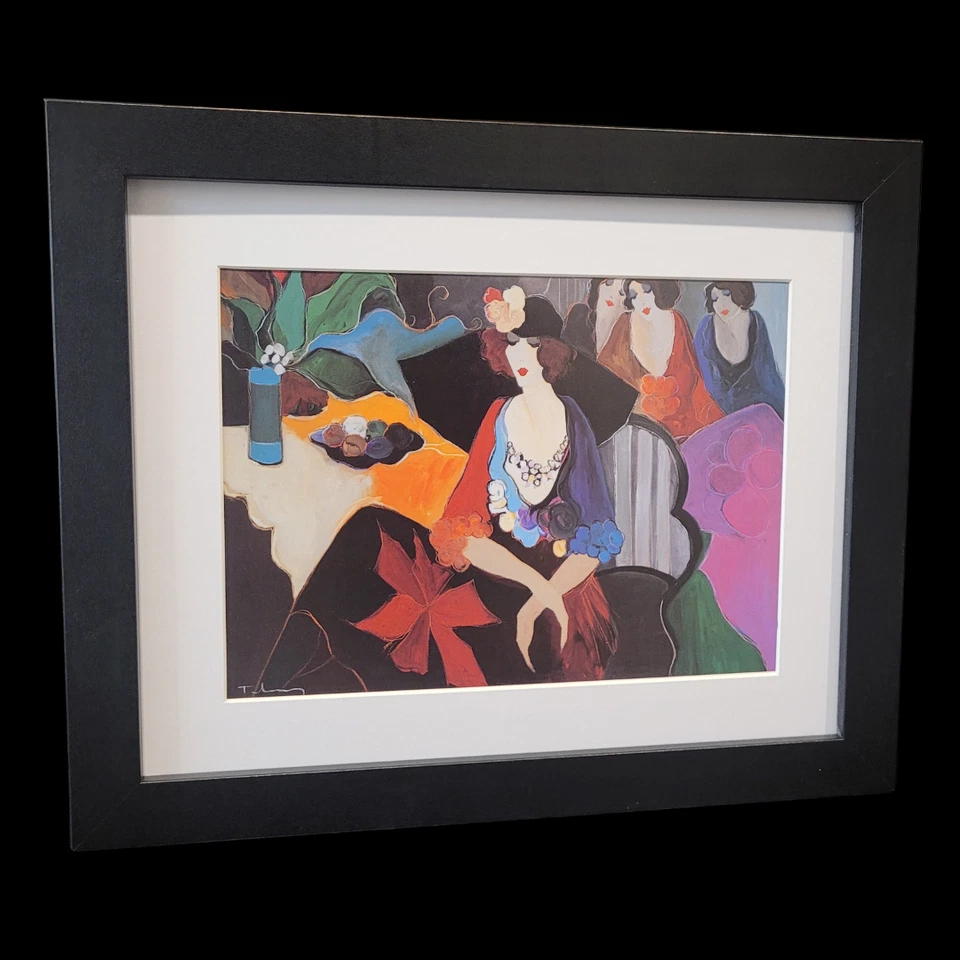 Itzchak Tarkay "Cuatro después de la fiesta" Firmado en Impresión Enmarcado/Impresión en Vidrio Mate Foto 3 de 4