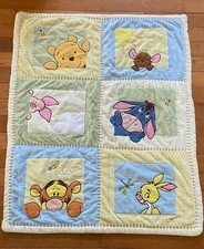 Disney Baby Winnie The Pooh Patchwork Plush Blanket Eeyore Tigger Roo Piglet EUC