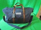 Hudson Sutler Navy Blue Canvas Duffle Bag w/Leather Straps Wildcat Logo New NWT