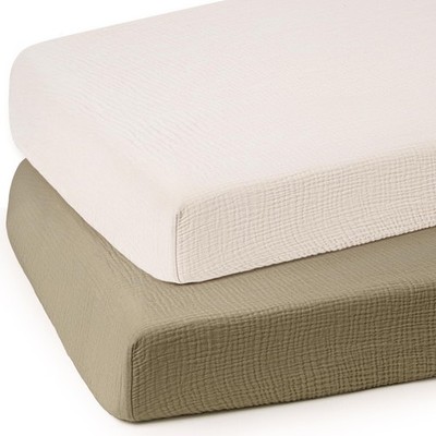 lulumoon Baby Muslin Crib Sheets - Toddler Cotton Fitted Crib Sheets Neutral ...