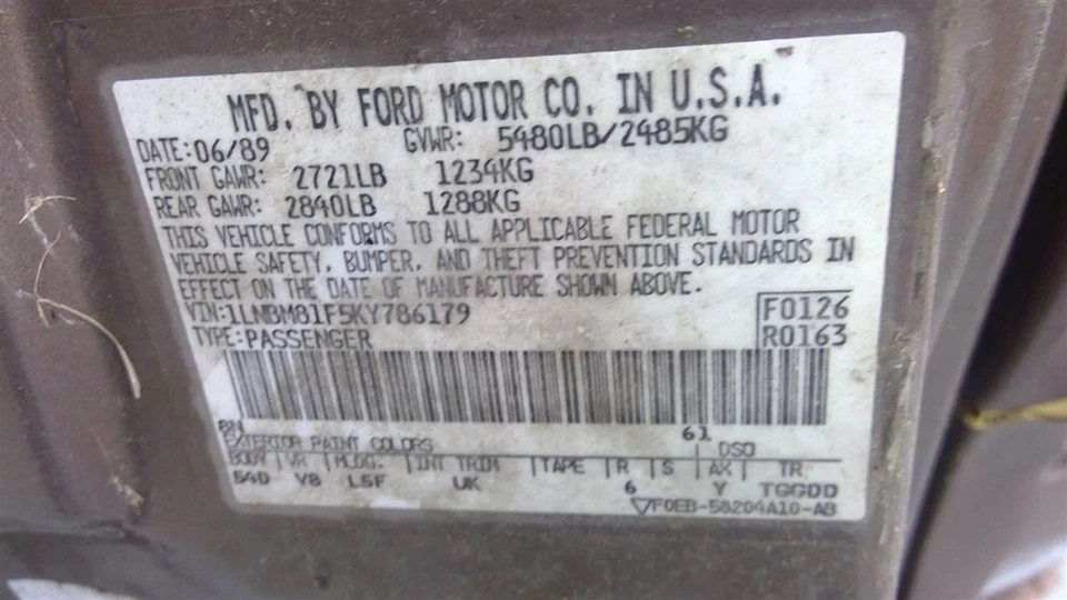 Cilindro maestro de freno Lincoln Town 1989 D9AZ2140A 2423 Foto 4 de 4