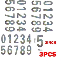 3Pcs 3 inch Laser License Plate Number Reflective Invisible Digital Sticker NEW