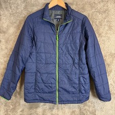 Lands End Navy Blue Lightweight Packable Quilted Puffer Jacket Coat Boy XL 18 20