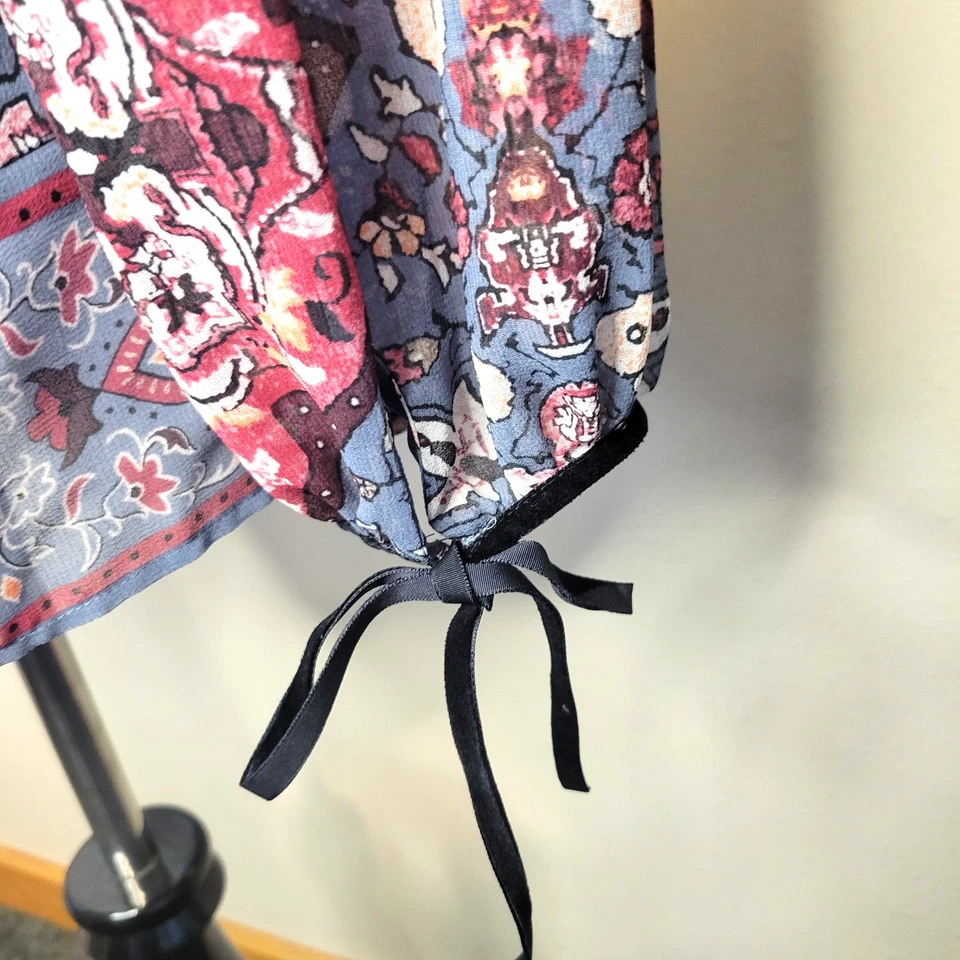 Camisa Top Mujer Casa Blanca Mercado Negro 8 Boho Transparente Campesino Estampado Floral Foto 3 de 4