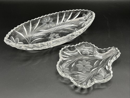 Lot of 2 Antique Pairpoint ABP Cut Glass VISCARIA Pattern - Celery & Bonbon - Picture 2 of 24