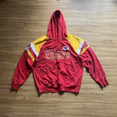 NFL Kansas City Chiefs Hoodie Mens Large Red Yellow Colorblock Pullover Graphic