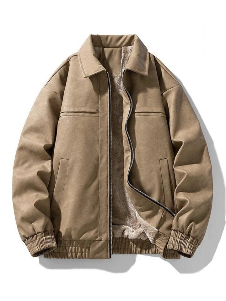 Chaqueta forrada de lana con cremallera talla grande para hombre Foto 2 de 4