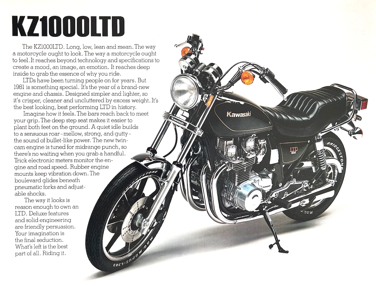 1981 Kawasaki KZ1000LTD double sided sales brochure-Bonus