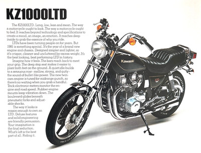 1981 Kawasaki KZ1000LTD double sided sales brochure-Bonus