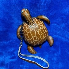 Leather Turtle Handmade Crafted Animal Coin Purse Wristlet Wallet Brown