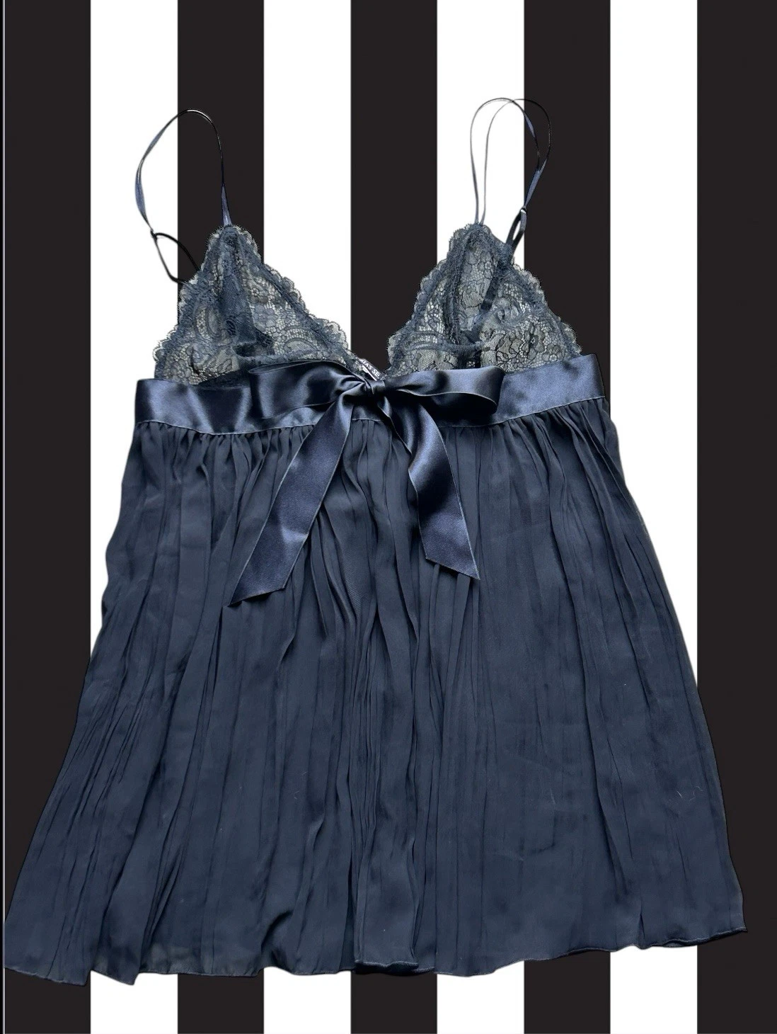 UNDERCOVER Victoria's Secret Babydoll Lingerie Mini Abito Slip Nero Pizzo Pieghettato Medium