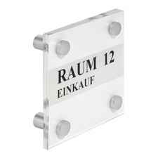 Acrylglas T&uuml;rschild 100&times;100 mm &ndash; inkl. 4 Halterungen  Zeigis&reg;