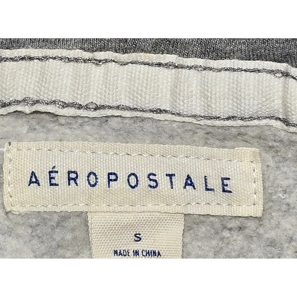 Chaqueta con Capucha Aeropostale NYC 87 Gris Cremallera Completa Para Mujer Manga Pequeña a Rayas Y2K Foto 3 de 4