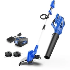 BADGER Battery & Charger 40V Cordless String Trimmer With Sweeper Combo
