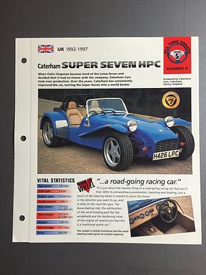 1992 - 1997 Caterham Super Sieben Hpc Imp '' Hot Auto '' Spezial Blatt Ordner #5-5