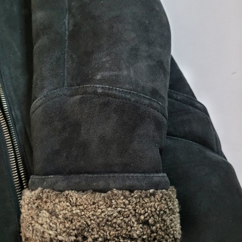 Mens Bruno Magli Black Suede Shearling Coat size 44 - Picture 9 of 14