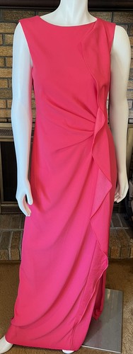 Escada rosa Myrte Seitenrüsche Schlitz Maxikleid neu mit Etikett $ 945 Größe 38