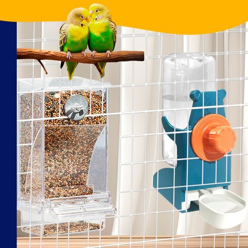 2pcs Automatic No Mess Bird Cage Feeder Water Dispenser Food Feeder Drinker Set - Picture 7 of 10
