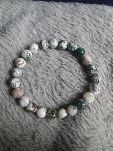 Tree Agate Bracelet Crystal Healing Jewellery for Men or Women 8mm - Picture 3 of 4