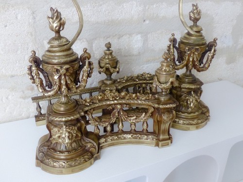 19TH Spectacular RARE French Antique Bronze Pair Andirons Fireplace Snake & Lion - 第 3/20 張圖片