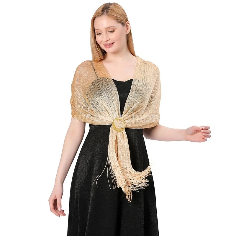 Sparkling Metallic Shawls and Wraps with Buckle Party Dresses