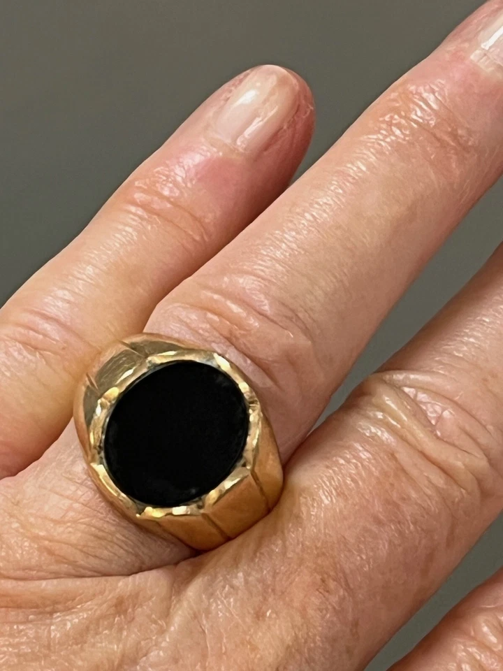 5856- Bague Chevalière Or Jaune Onyx - Photo 2/4