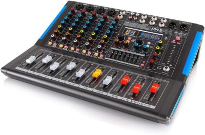 Pyle PMXU67BT 6-Channel Bluetooth DJ Mixer 48V Phantom Power USB Drive for PC