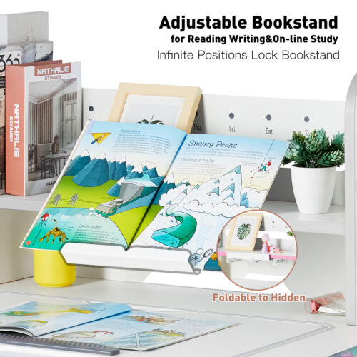 Oversized Height Adjustable Study Desk Armrest Chair for Kids w/Bookshelf,Drawer - Picture 10 of 73